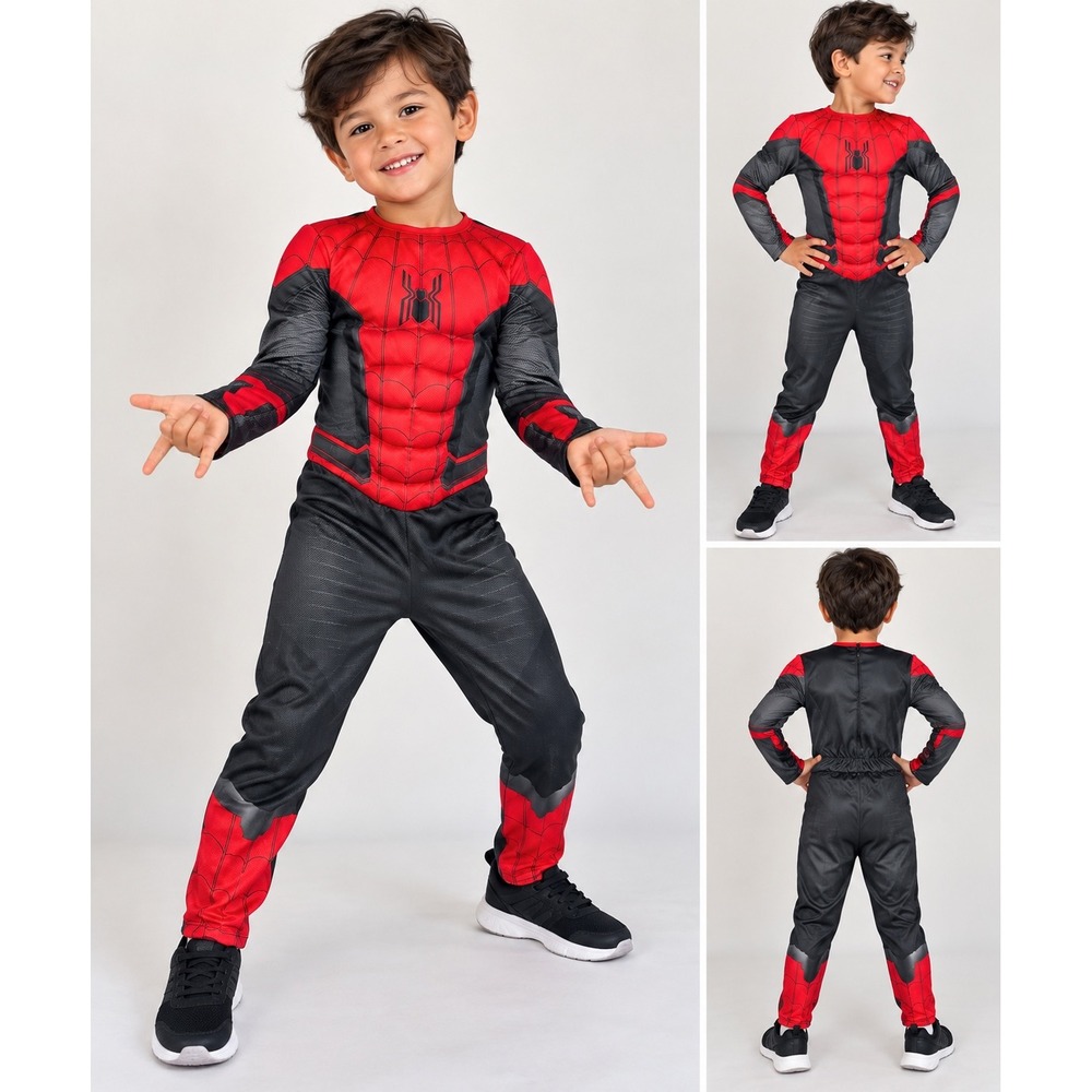 Marvel Spider-Man Far From Home Muscle Chest Costume Red Black Boys Kids